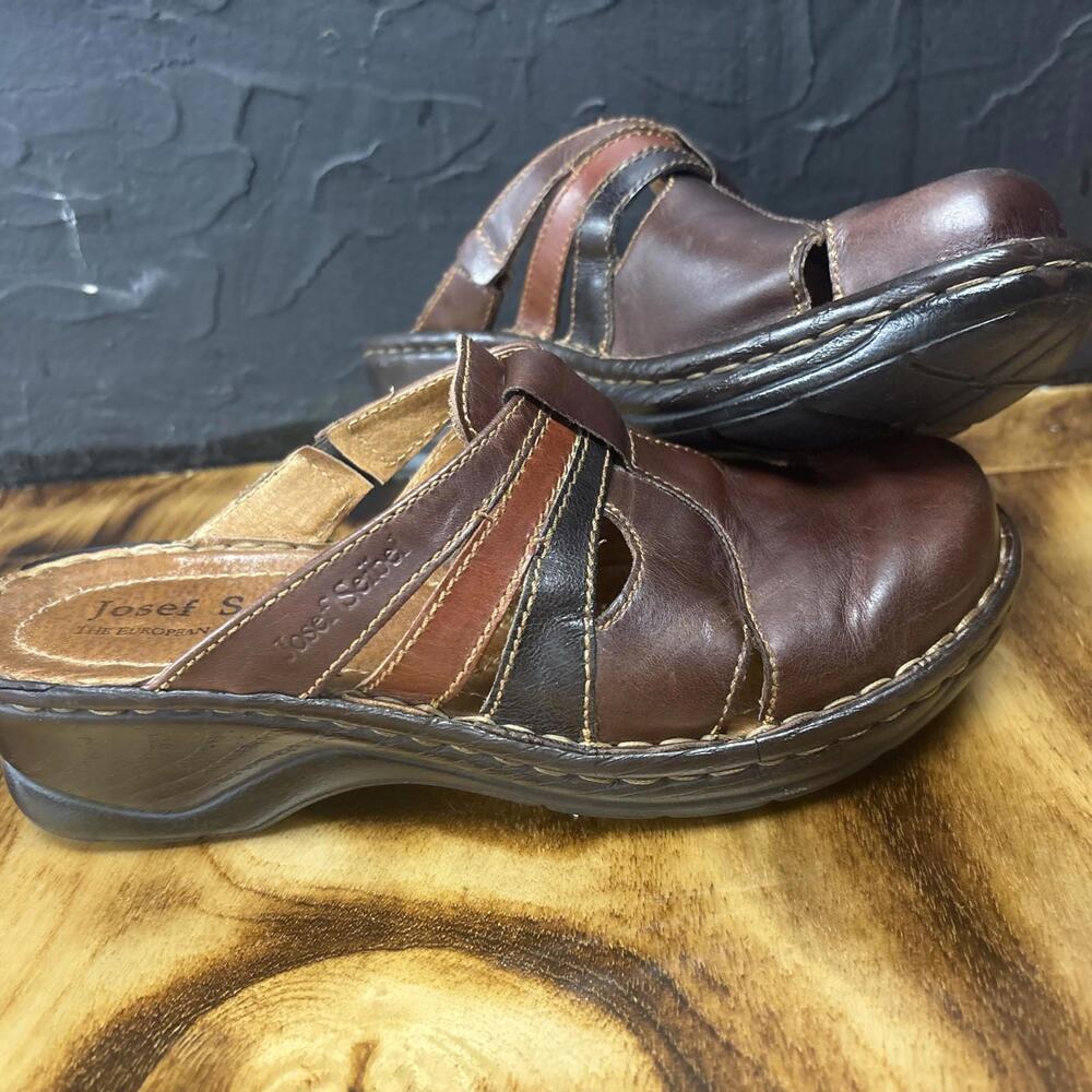 Josef Seibel leather clogs 141465 Multiple Brown Size 7.5/38 Super Nice